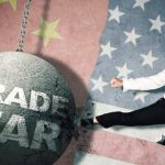 Furious_aggressive_man_wearing_business_attire_while_kicking_and_destroying_a_chained_wrecking_ball_written_Trade_War,_isolated_in_American_and_Chinese_flags_background