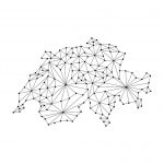 Switzerland_map_of_polygonal_mosaic_lines_network,_rays_and_dots_vector_illustration.